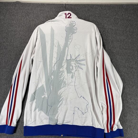 Adidas We Are Basketball Jacket Mens Large White Blue Statue Liberty 12 NBA 2009 - Picture 1 of 11